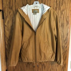 Women’s Leather Zip Up Jacket with Hood (Medium)